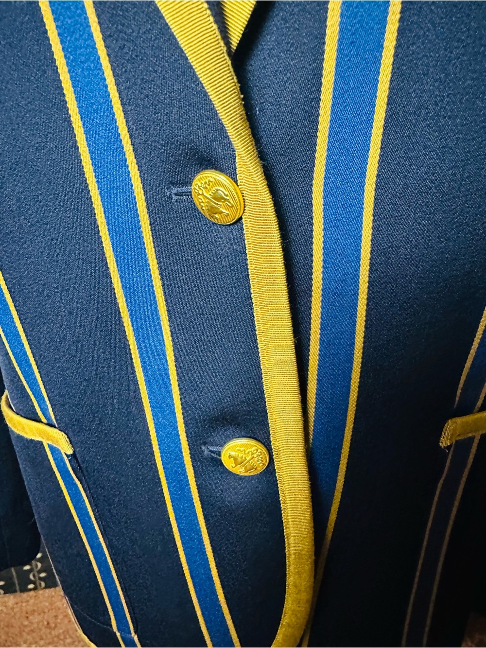 Brooks Brothers Striped Boating Blazer with Crest & Grosgrain Trim -Size: 10 - Picture 6 of 12